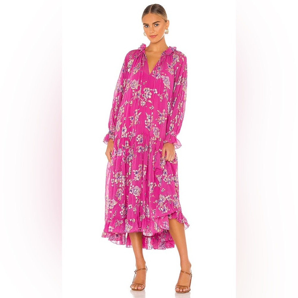 Free People Rare Feeling Groovy Hot Pink Magenta Maxi Dress Size small